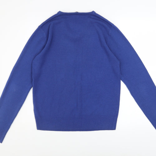 Cutting Edge Men's Blue V-Neck Acrylic Pullover Jumper S
