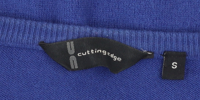 Cutting Edge Men's Blue V-Neck Acrylic Pullover Jumper S