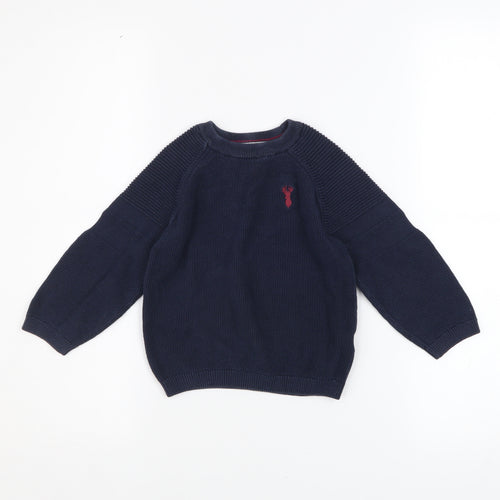 Next Boys Blue Cotton Crew Neck Jumper 3 Years