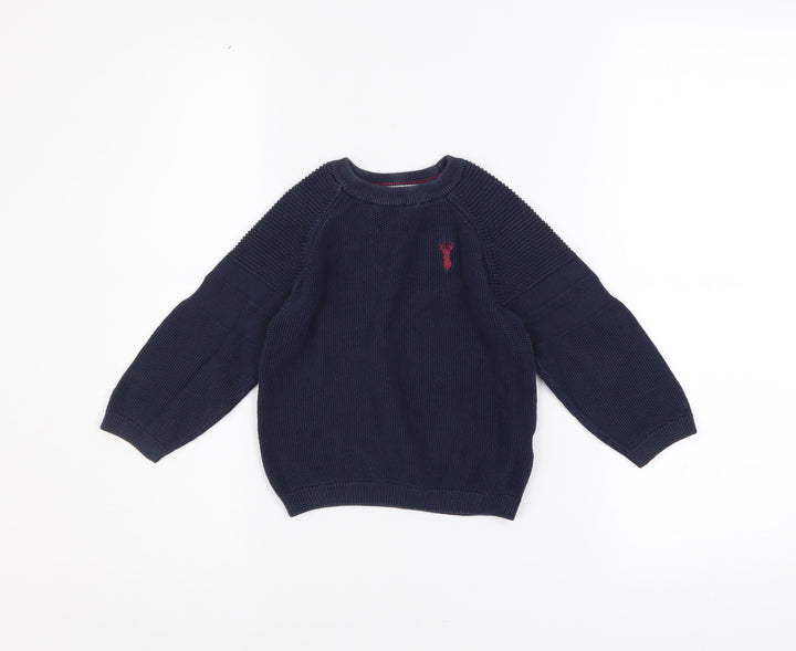 Next Boys Blue Cotton Crew Neck Jumper 3 Years