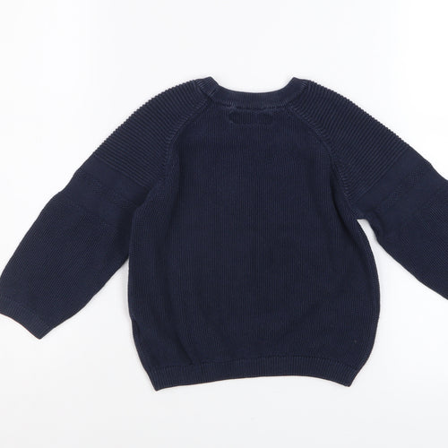 Next Boys Blue Cotton Crew Neck Jumper 3 Years