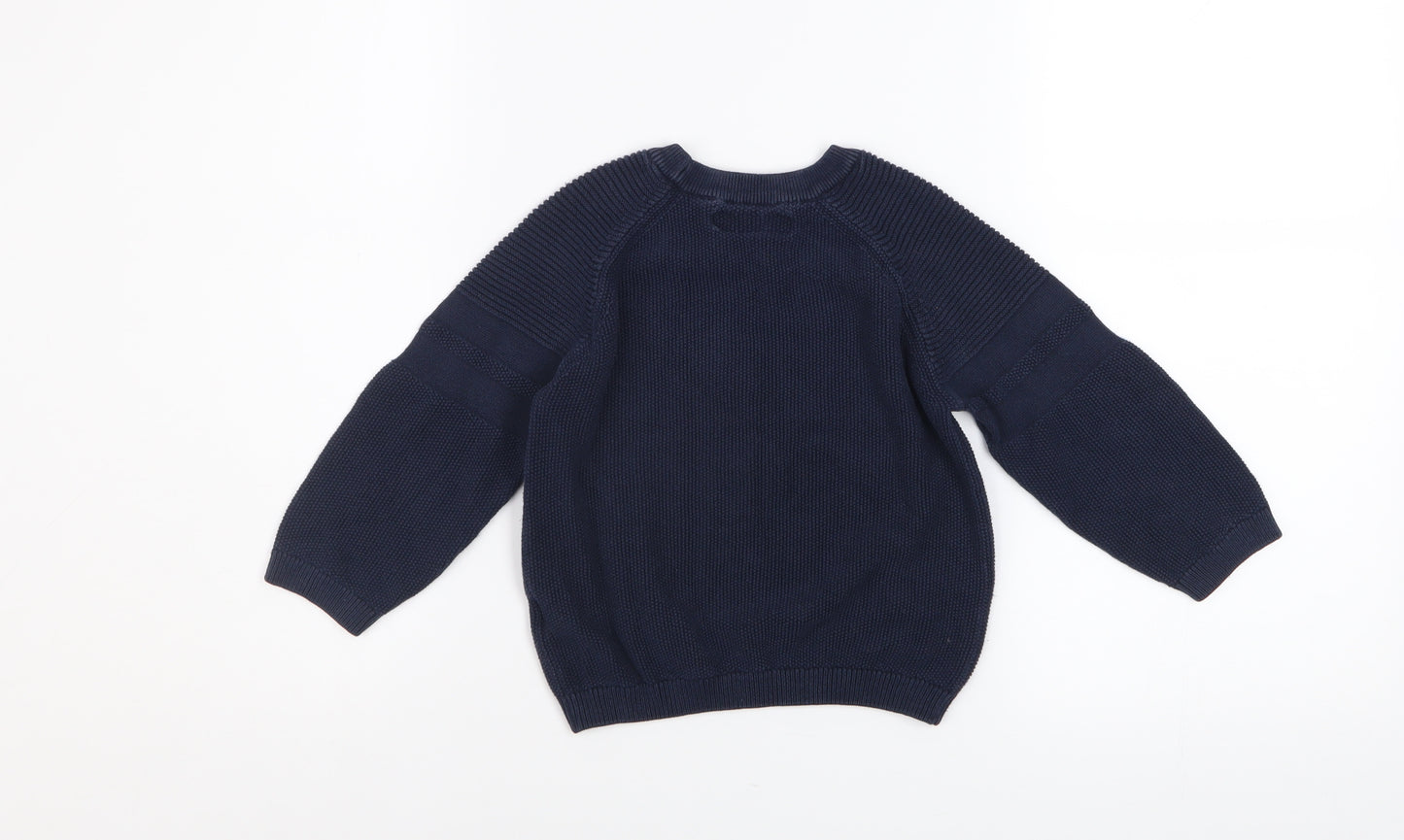 Next Boys Blue Cotton Crew Neck Jumper 3 Years