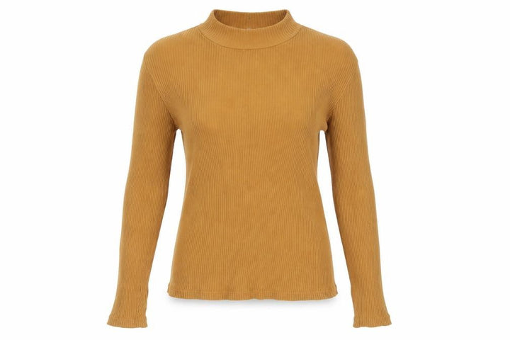 Uniqlo Women’s Brown Mock Neck Slim Fit Long Sleeve Ribbed Jumper Size S