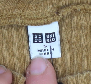 Uniqlo Women’s Brown Mock Neck Slim Fit Long Sleeve Ribbed Jumper Size S