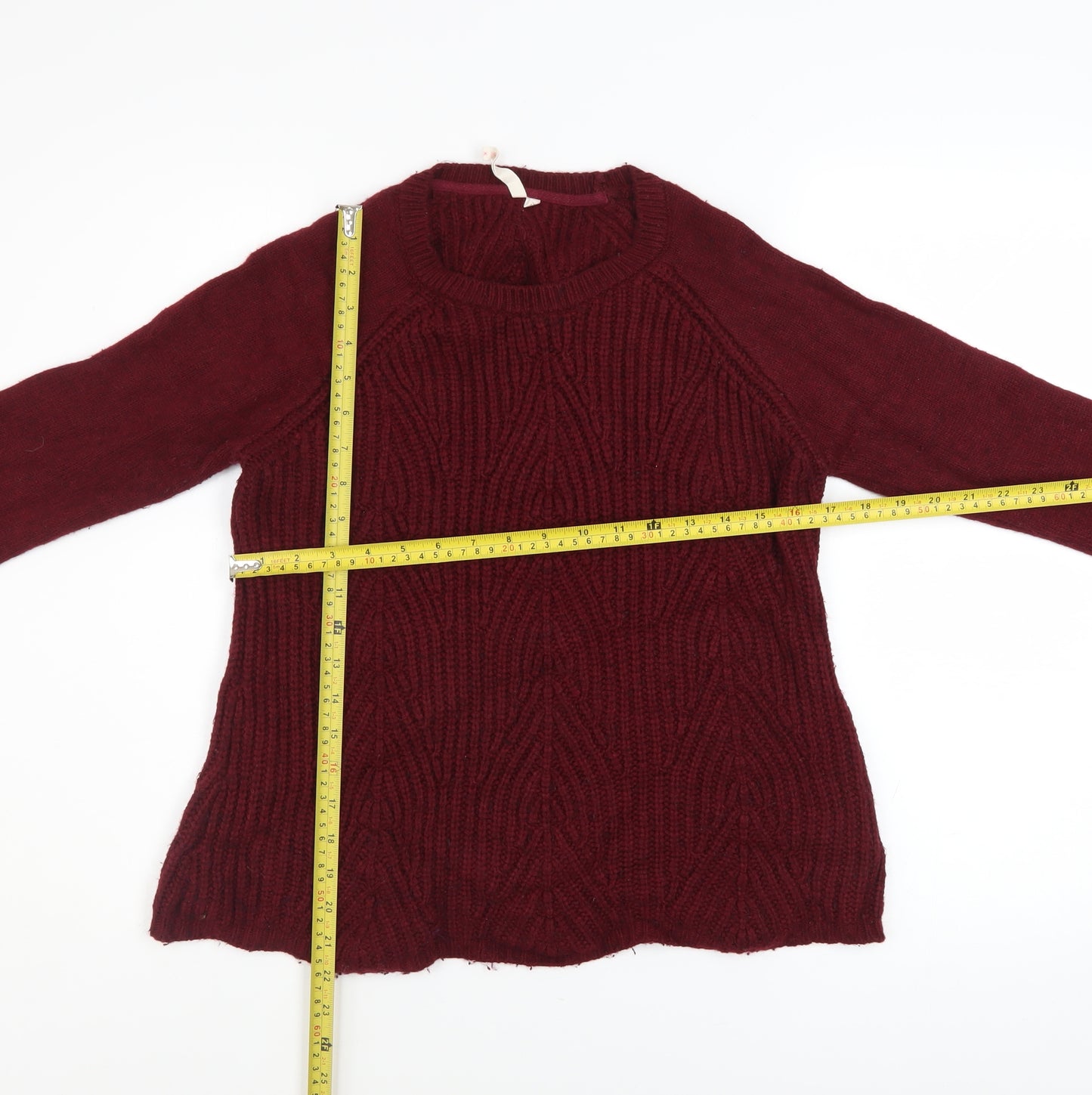 White Stuff Women's Red Cable Knit Crew Neck Jumper Size 12