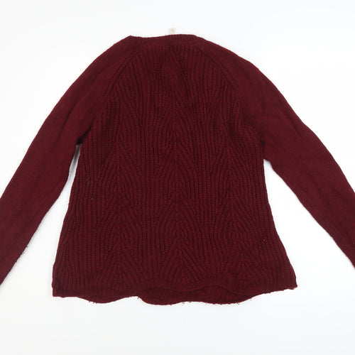 White Stuff Women's Red Cable Knit Crew Neck Jumper Size 12
