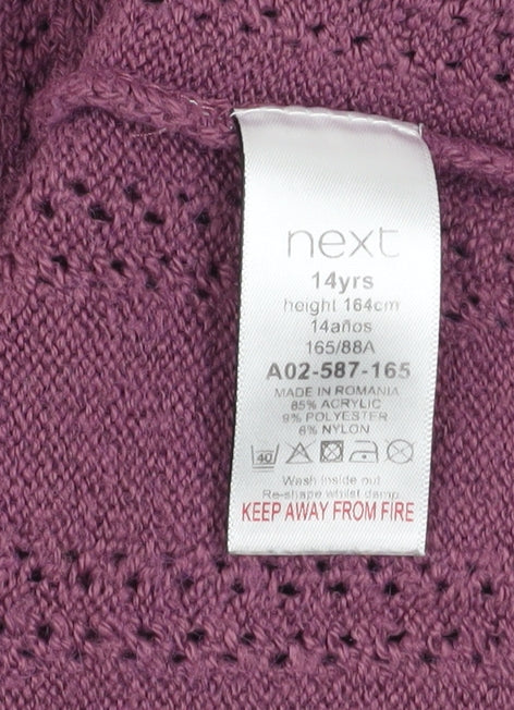 Next Girls Purple Acrylic Blend Long Sleeve Pullover Jumper 14 Years