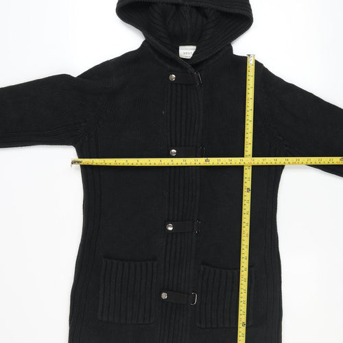 Next Women Black Hooded Knit Coatigan Size M Cotton Blend