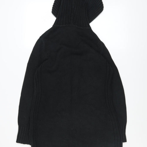 Next Women Black Hooded Knit Coatigan Size M Cotton Blend