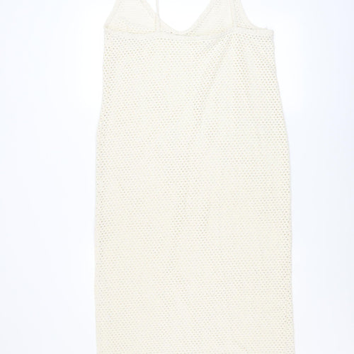 H&M Women Ivory Crochet Slip Midi Dress Size 12 Boho Summer