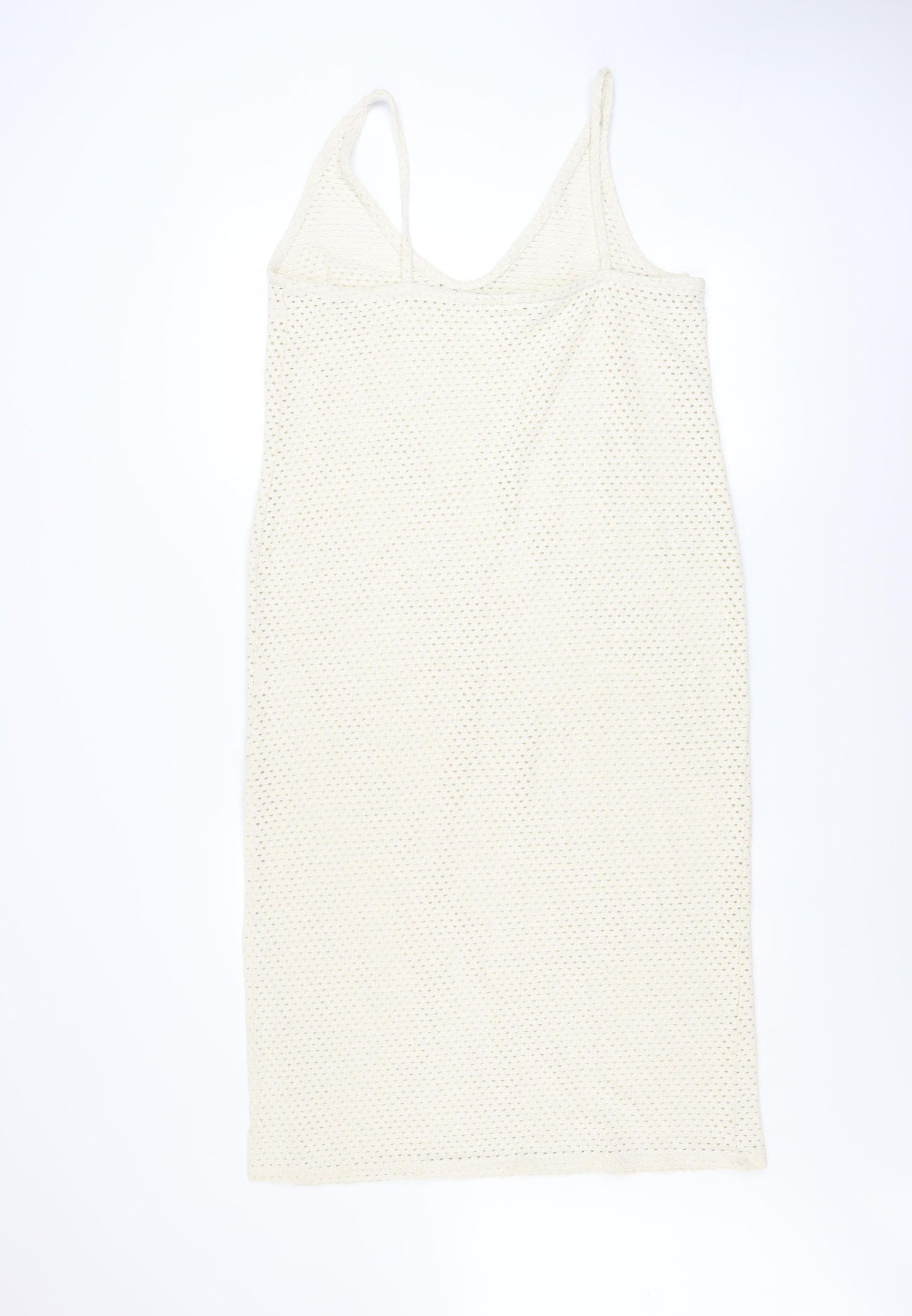 H&M Women Ivory Crochet Slip Midi Dress Size 12 Boho Summer