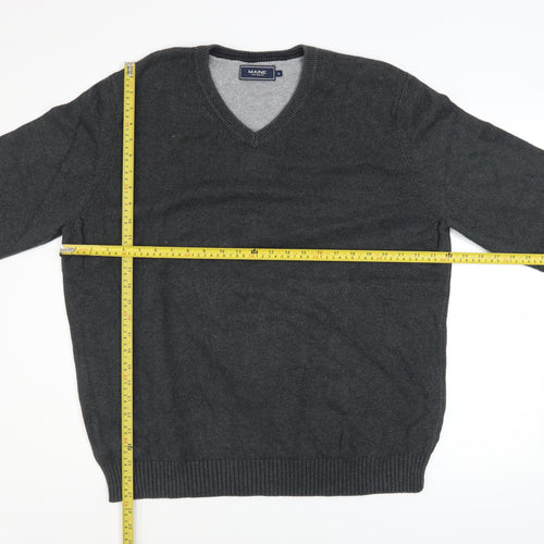 Maine New England Men's Grey Cotton V-Neck Jumper XL