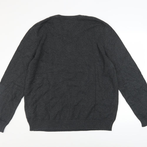 Maine New England Men's Grey Cotton V-Neck Jumper XL