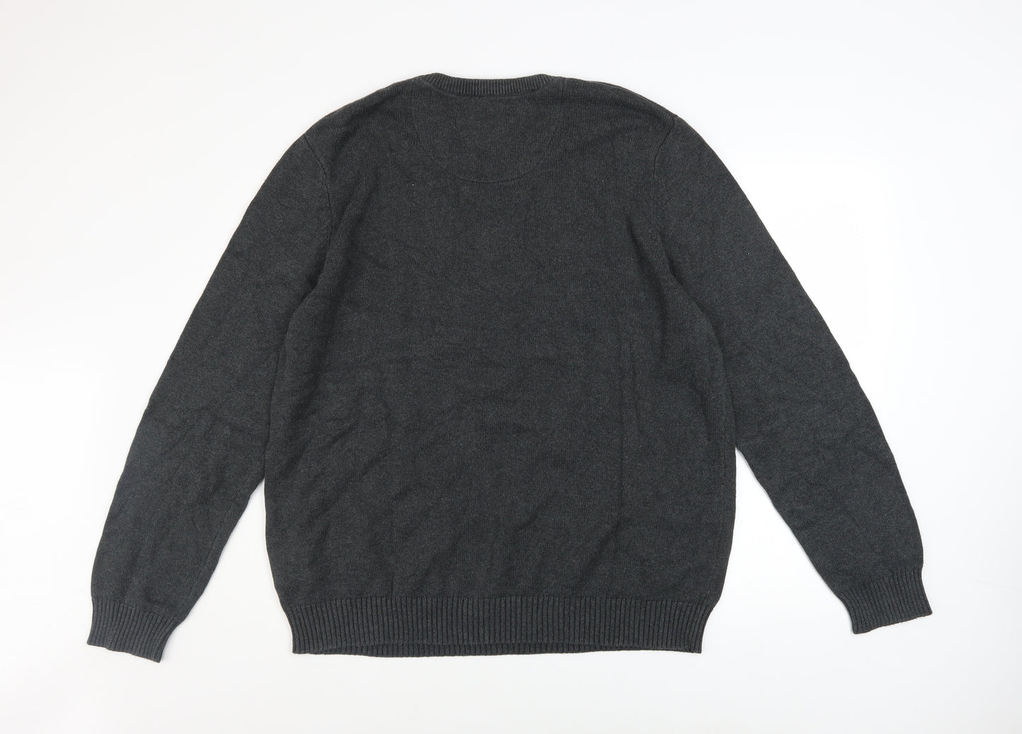 Maine New England Men's Grey Cotton V-Neck Jumper XL