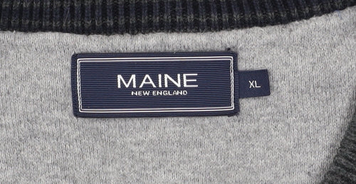 Maine New England Men's Grey Cotton V-Neck Jumper XL