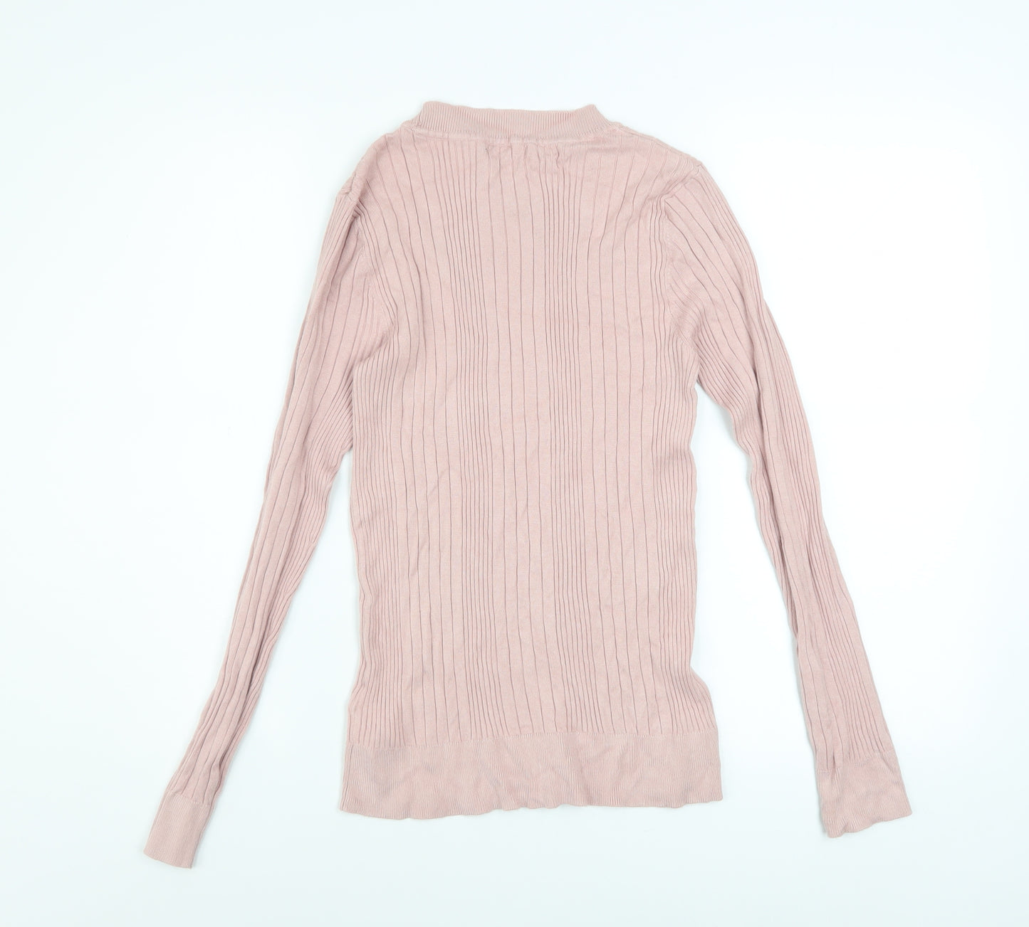 New Look Women’s Pink Ribbed Knit Jumper Size 14 Long Sleeve Pullover