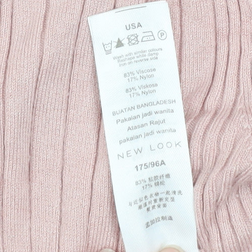New Look Women’s Pink Ribbed Knit Jumper Size 14 Long Sleeve Pullover