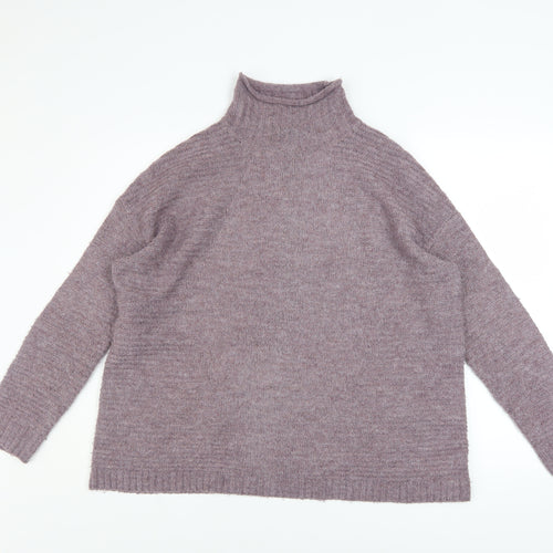 Tu Women’s Purple Mock Neck Relaxed Knit Jumper Size 12