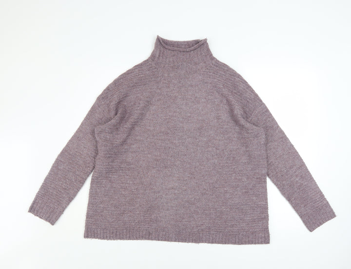 Tu Women’s Purple Mock Neck Relaxed Knit Jumper Size 12