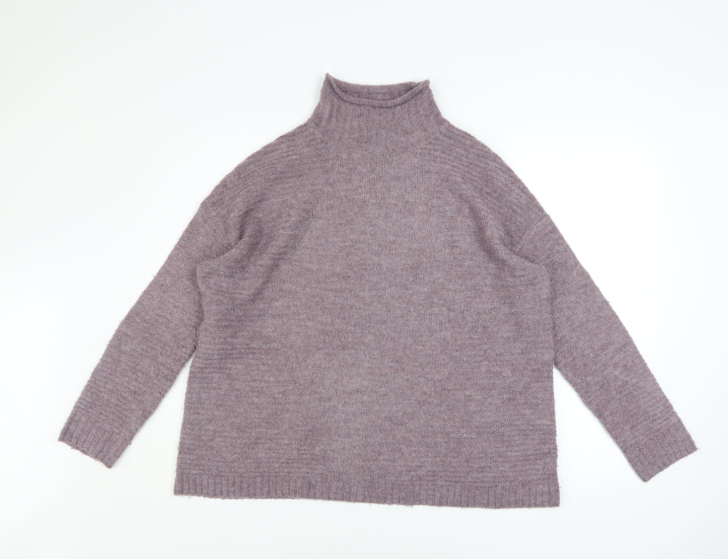 Tu Women’s Purple Mock Neck Relaxed Knit Jumper Size 12