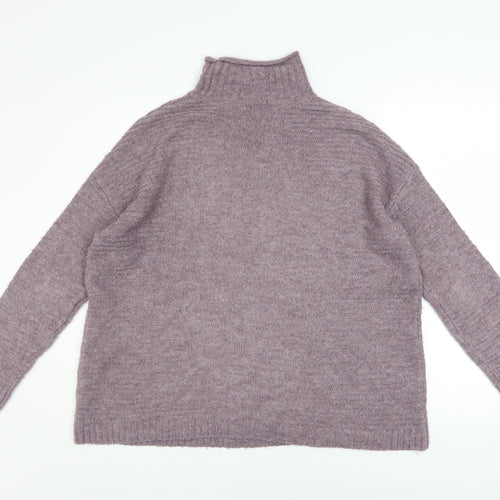 Tu Women’s Purple Mock Neck Relaxed Knit Jumper Size 12