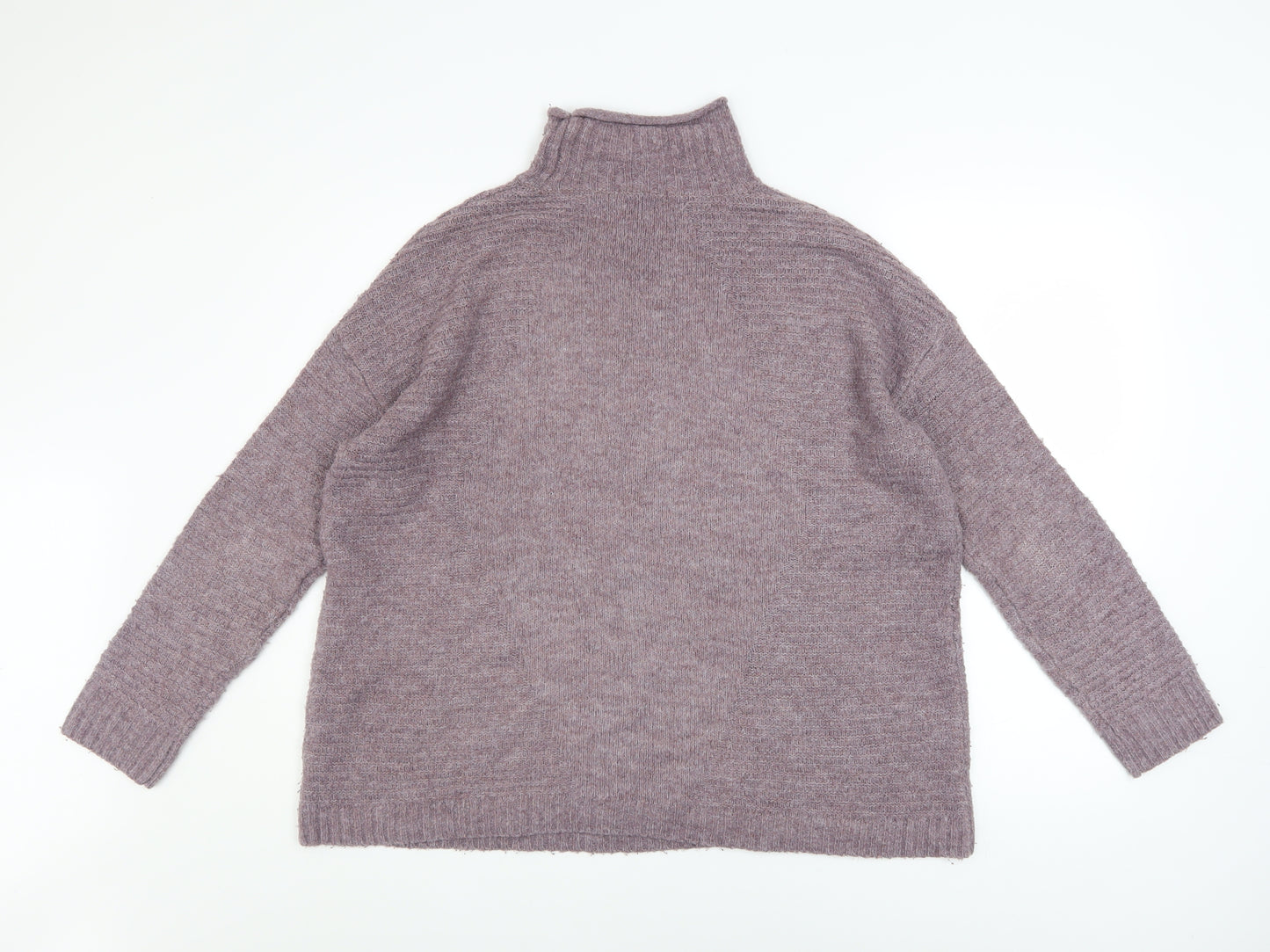 Tu Women’s Purple Mock Neck Relaxed Knit Jumper Size 12