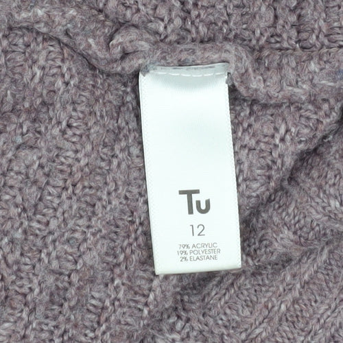 Tu Women’s Purple Mock Neck Relaxed Knit Jumper Size 12