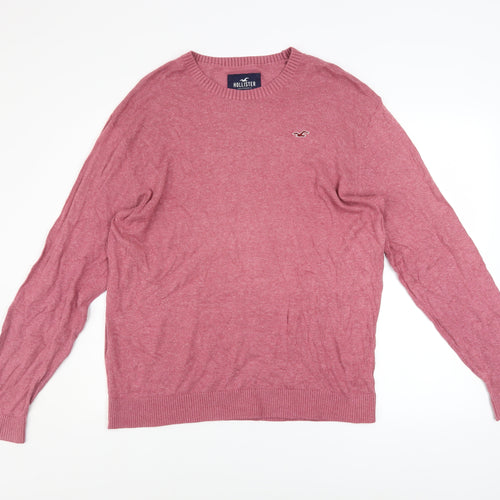 Hollister Men’s Pink Crew Neck Knit Pullover Jumper XL