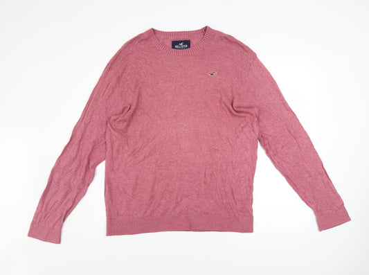 Hollister Men’s Pink Crew Neck Knit Pullover Jumper XL