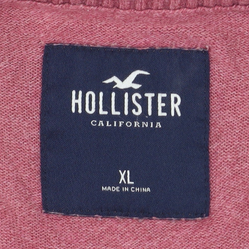 Hollister Men’s Pink Crew Neck Knit Pullover Jumper XL