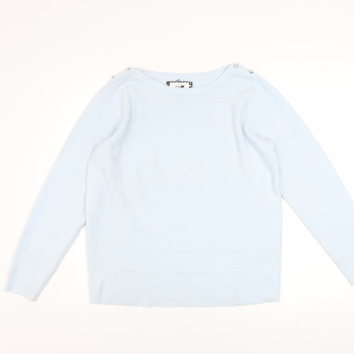 Maine New England Women’s Blue Acrylic Boat Neck Jumper Size 14