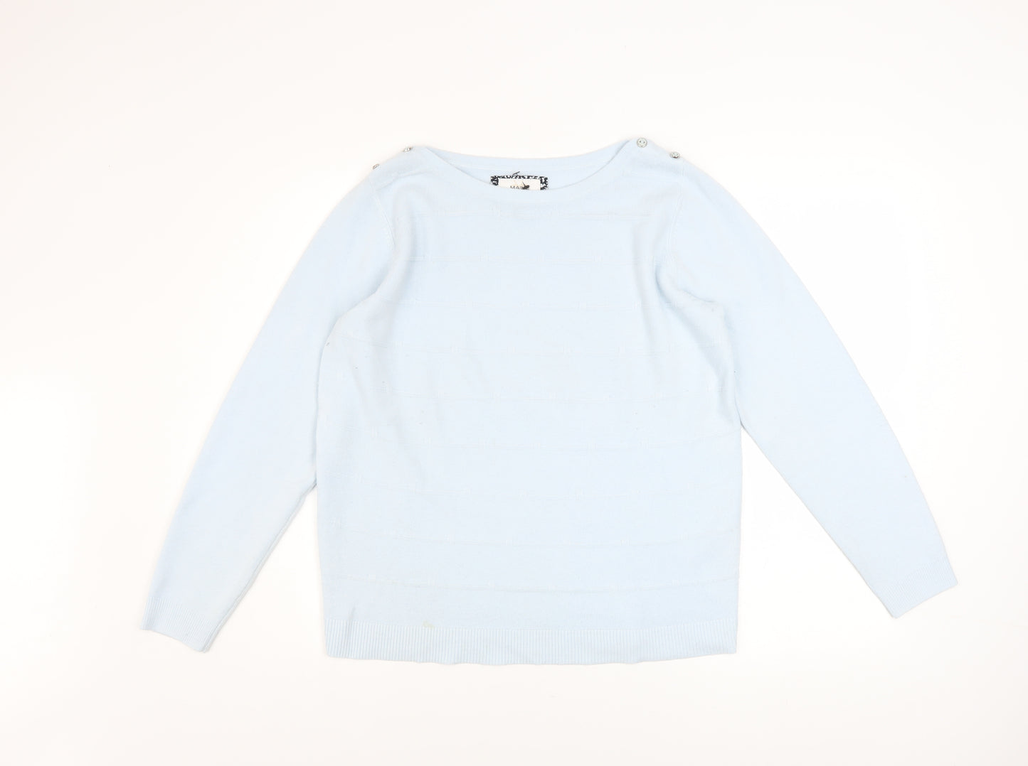 Maine New England Women’s Blue Acrylic Boat Neck Jumper Size 14