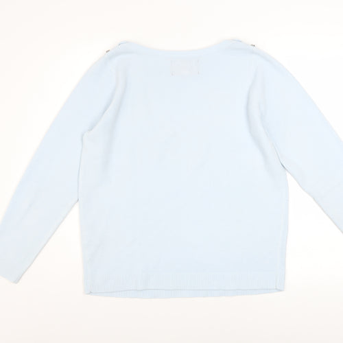 Maine New England Women’s Blue Acrylic Boat Neck Jumper Size 14