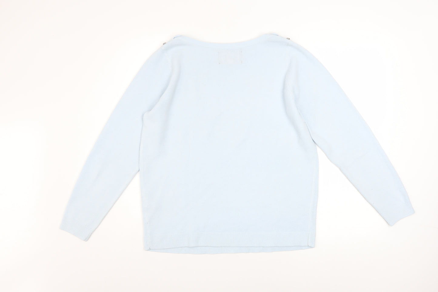 Maine New England Women’s Blue Acrylic Boat Neck Jumper Size 14