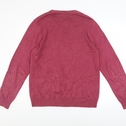 Marks and Spencer Men’s Pink Cotton V-Neck Jumper M