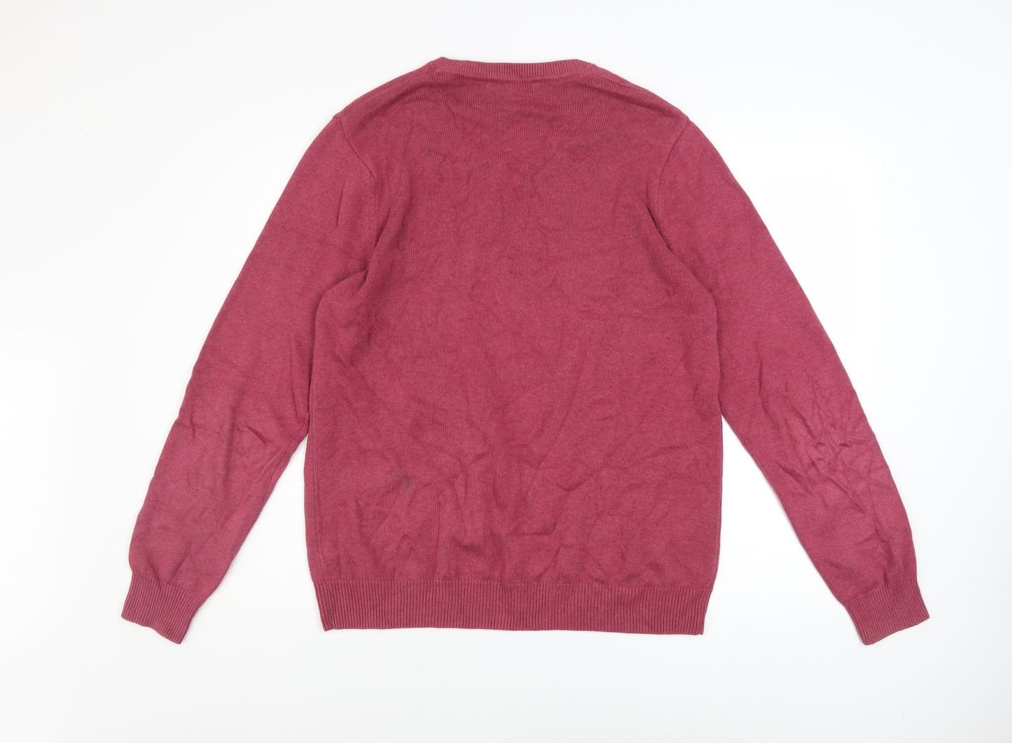 Marks and Spencer Men’s Pink Cotton V-Neck Jumper M