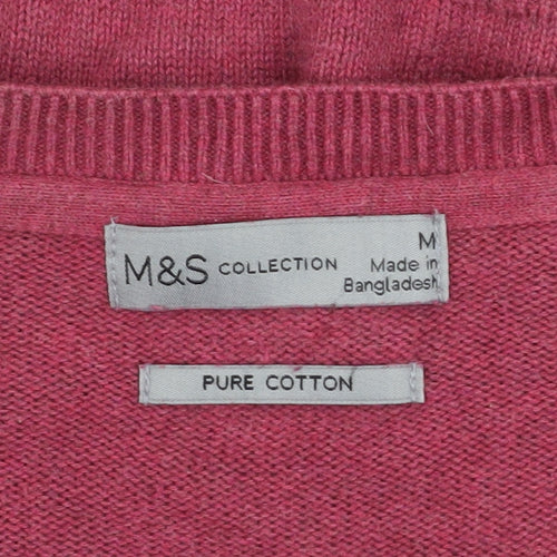 Marks and Spencer Men’s Pink Cotton V-Neck Jumper M