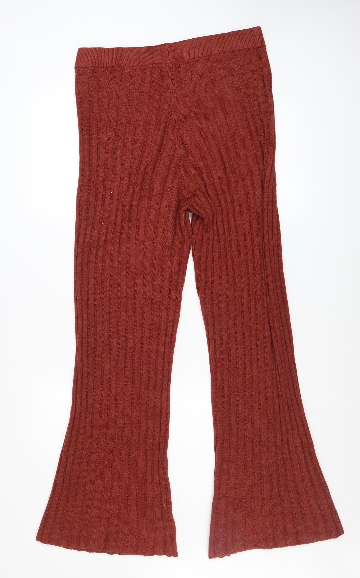 F&F Bridge Womens Brown Knit Flared Trousers Size 12