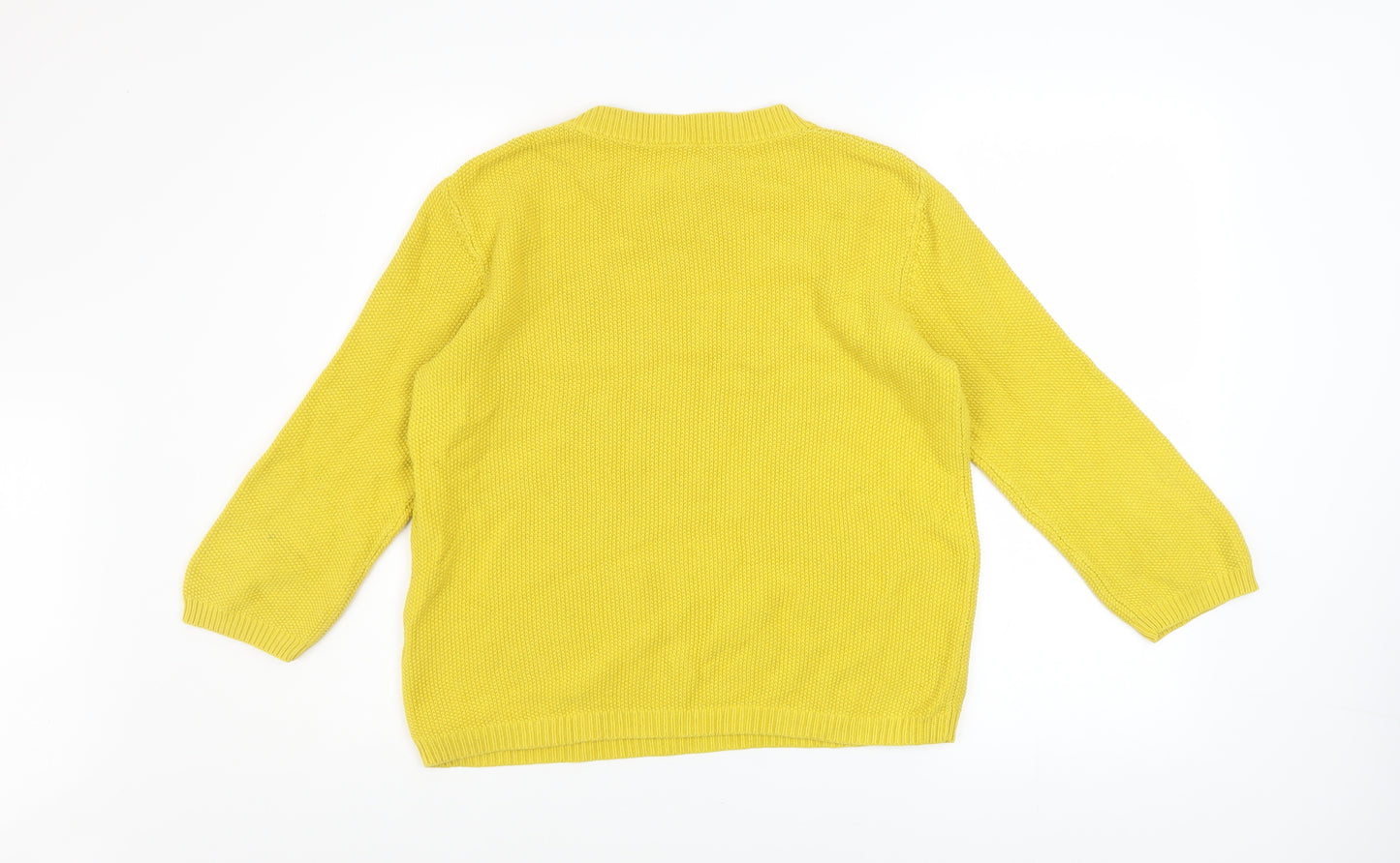 Hobbs Women Yellow Cotton Crew Neck Pullover Jumper Size M