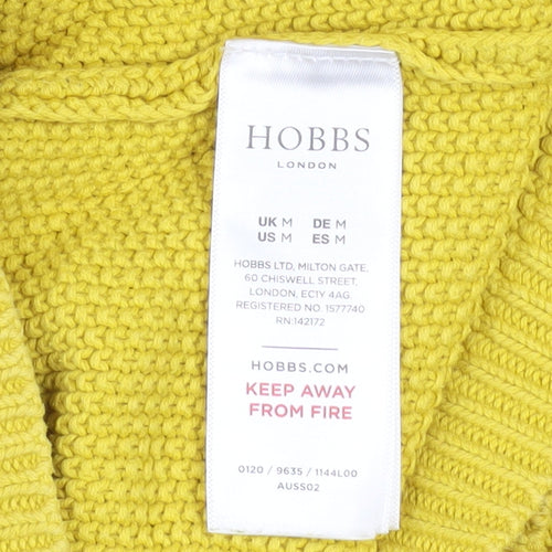 Hobbs Women Yellow Cotton Crew Neck Pullover Jumper Size M