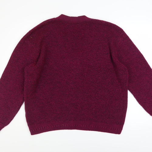 Next Women Red V-Neck Henley Knit Jumper Size L
