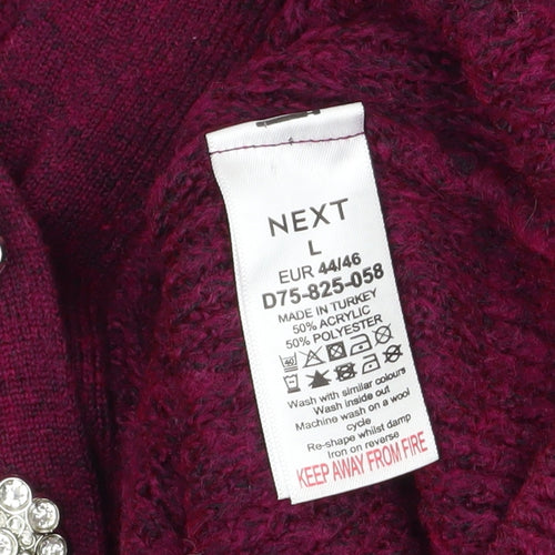 Next Women Red V-Neck Henley Knit Jumper Size L
