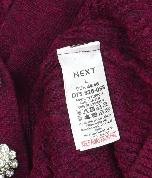 Next Women Red V-Neck Henley Knit Jumper Size L