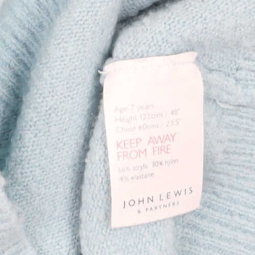 John Lewis Girls Blue Puffin Crown Jumper Size 7 Years Acrylic Blend