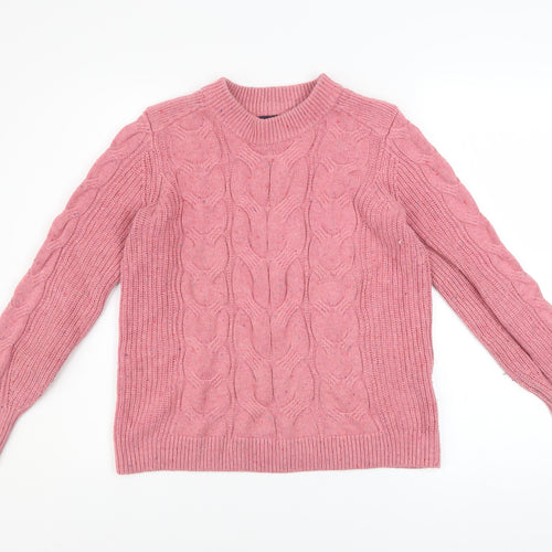 Marks and Spencer Women’s Pink Cable-Knit Cotton Blend Jumper Size S