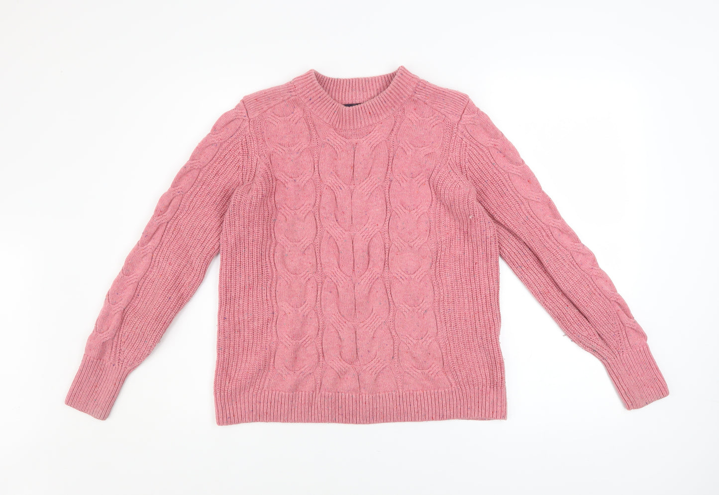 Marks and Spencer Women’s Pink Cable-Knit Cotton Blend Jumper Size S