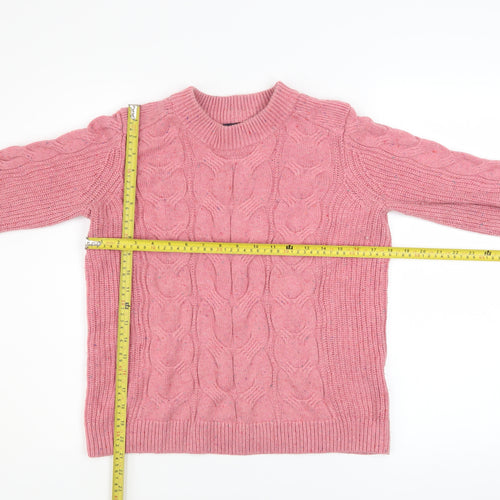Marks and Spencer Women’s Pink Cable-Knit Cotton Blend Jumper Size S