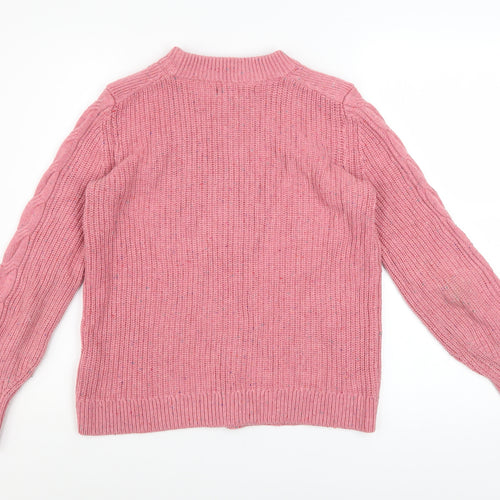 Marks and Spencer Women’s Pink Cable-Knit Cotton Blend Jumper Size S