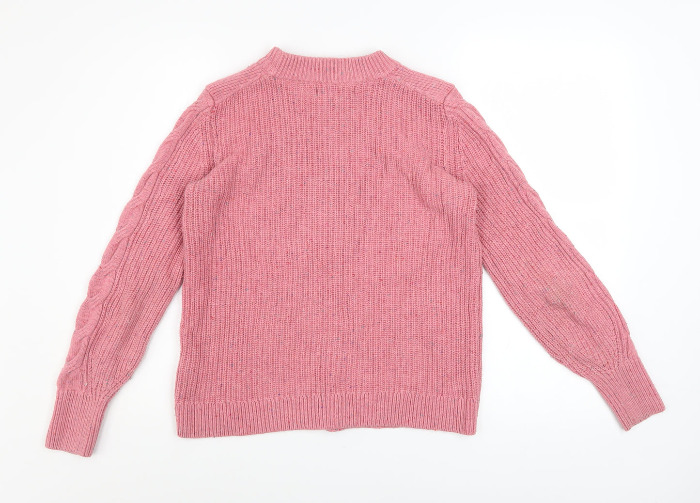 Marks and Spencer Women’s Pink Cable-Knit Cotton Blend Jumper Size S