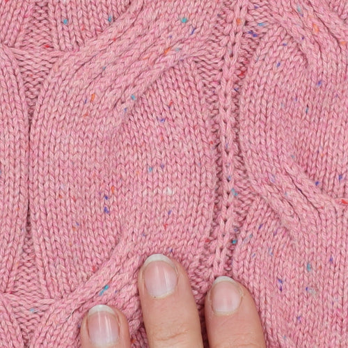 Marks and Spencer Women’s Pink Cable-Knit Cotton Blend Jumper Size S